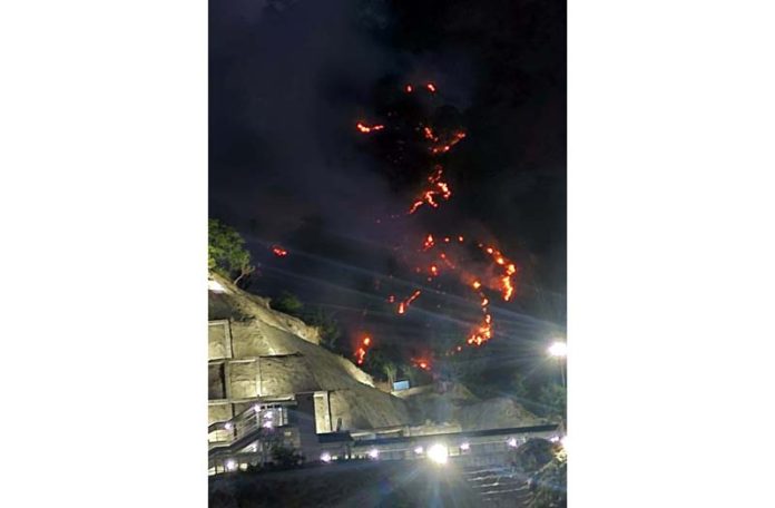 Forest fire in Reasi near Railway infrastructure in compartment No. 35. -Excelsior/Romesh Mengi