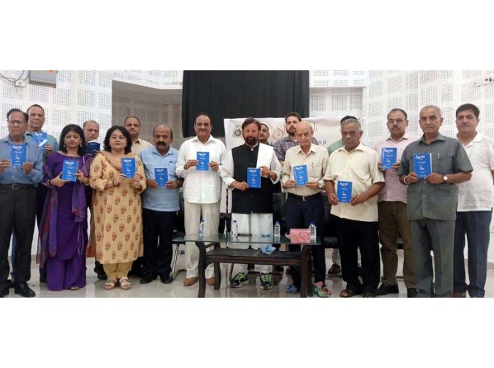 Dignitaries during a book release function at Jammu on Saturday.