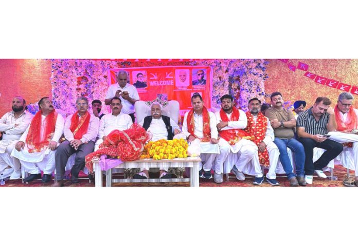 Senior NC leader Ajay Kumar Sadhotra, workers and other party leaders during convention of Jammu Rural District 'A'.