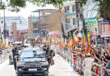 Prime Minister Narendra Modi receiving warm welcome by people at Katra on Friday.