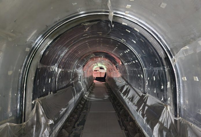 A view of glass tunnel of Oceanarium nearing completion at Bagh-e-Bahu, Jammu. - Excelsior/Rakesh A view of glass tunnel of Oceanarium nearing completion at Bagh-e-Bahu, Jammu. - Excelsior/Rakesh