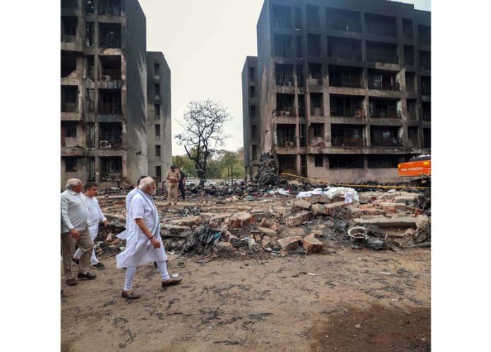 Prime Minister Narendra Modi visiting the site of AI-171 flight crash in Ahmedabad on Friday. (UNI)