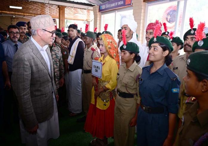 CM Omar Abdullah interacting with NCC cadets in Srinagar on Thursday. CM Omar Abdullah interacting with NCC cadets in Srinagar on Thursday.