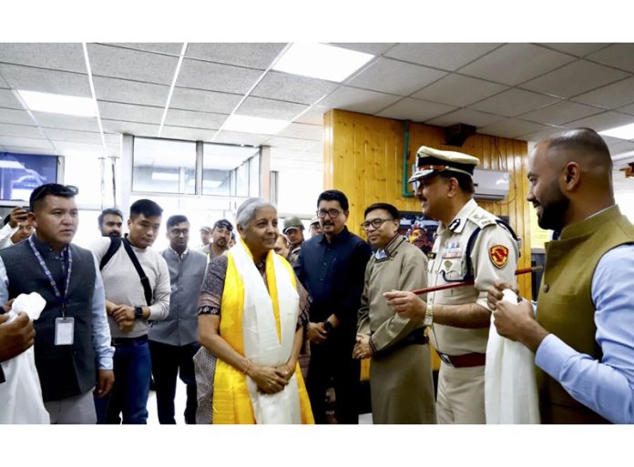 Union Finance Minister Nirmala Sitharaman on her arrival in Leh on Saturday. Union Finance Minister Nirmala Sitharaman on her arrival in Leh on Saturday.