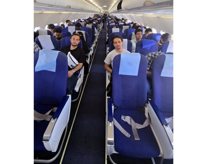 Kashmiri students on way back to New Delhi from Tehran. Kashmiri students on way back to New Delhi from Tehran.
