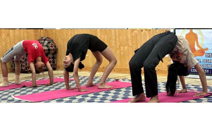 Participants performing Yoga at GDC Kishtwar.