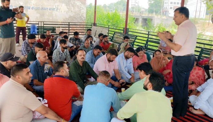 Former MLC, Vibodh Gupta addressing a public gathering in Jammu.