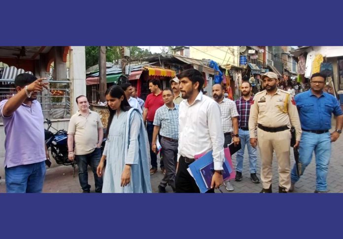 DC Reasi Nidhi Malik during visit to Reasi town on Wednesday.