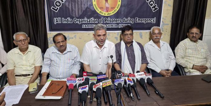 LSS members during a press conference at Jammu. -Excelsior/Rakesh