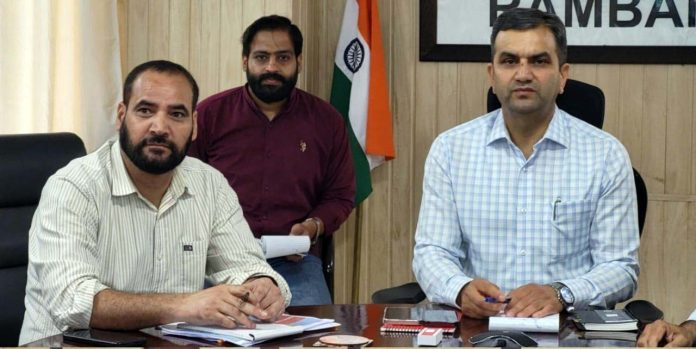 DC Mohammad Alyas Khan chairing a meeting at Ramban on Wednesday. DC Mohammad Alyas Khan chairing a meeting at Ramban on Wednesday.