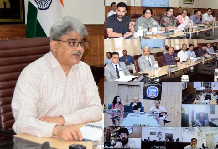 Chief Secy Atal Dulloo chairing a meeting on Sunday. Chief Secy Atal Dulloo chairing a meeting on Sunday.