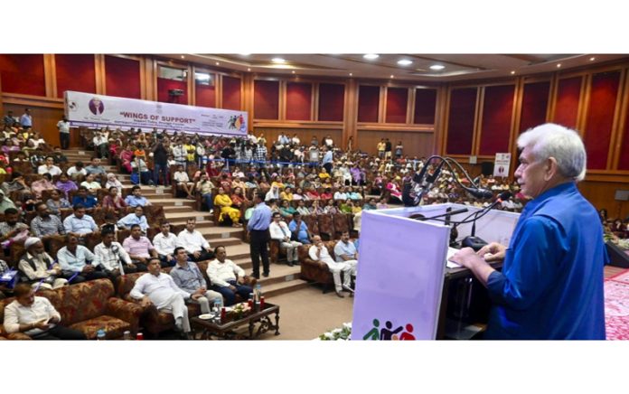 LG, Manoj Sinha addressing a function on Monday. LG, Manoj Sinha addressing a function on Monday.
