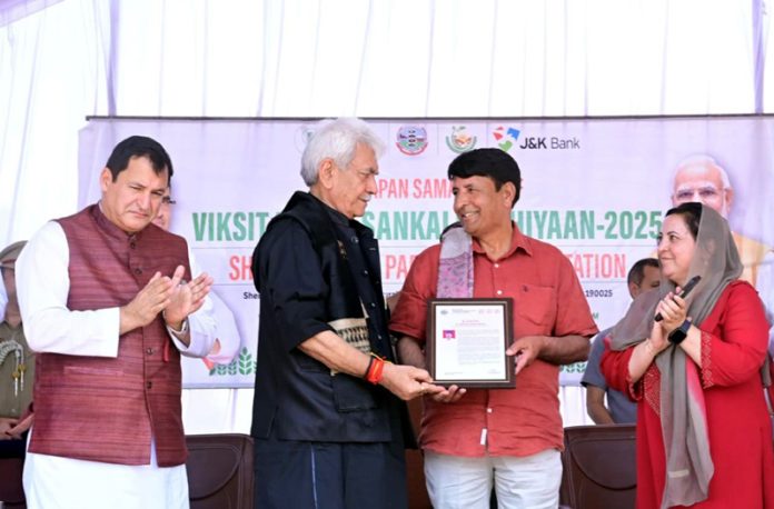 LG during closing ceremony of Viksit Krishi Sankalp Abhiyan at SKUAST-K on Saturday. LG during closing ceremony of Viksit Krishi Sankalp Abhiyan at SKUAST-K on Saturday.