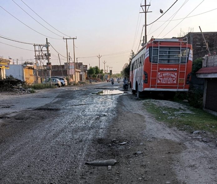 A view of the road stretch in Belicharana area which is in dillapidated condition. A view of the road stretch in Belicharana area which is in dillapidated condition.