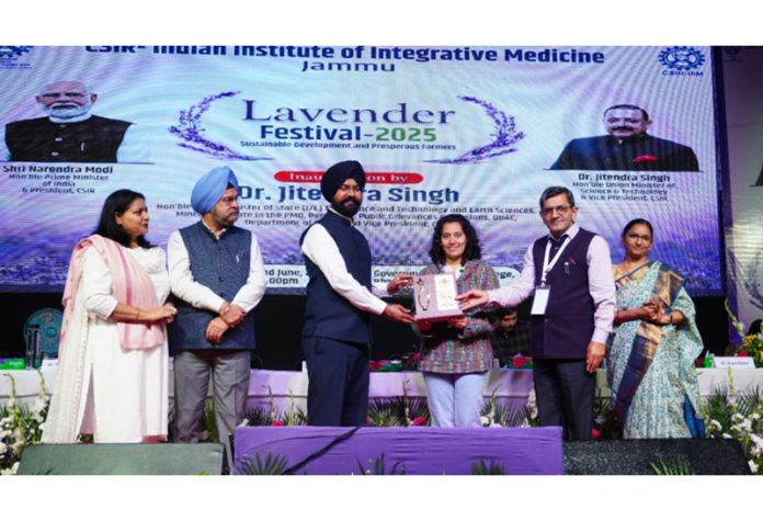 DC Doda Harvinder Singh felicitating the startups during a function in Bhaderwah.