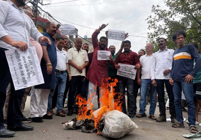 BJYM activists staging protest in Jammu.