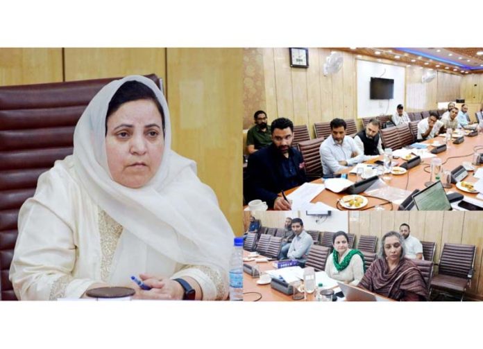 Minister Sakeena Itoo chairing a meeting on Wednesday.