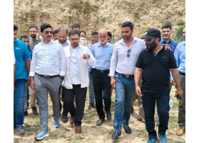 Minister Satish Sharma during visit to Lal Chowk Constituency.