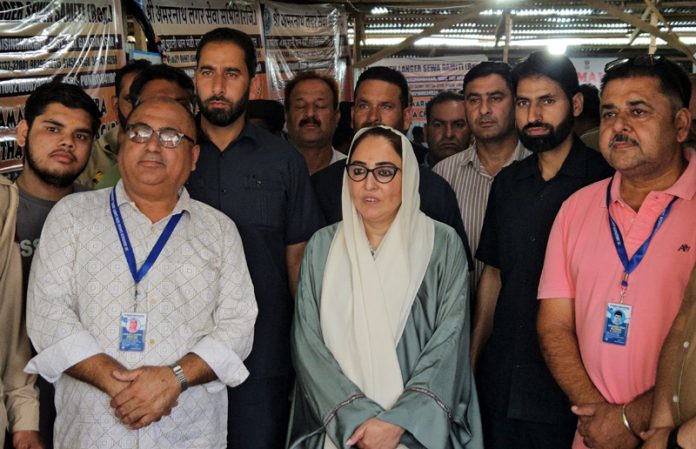 Dr Darakhshan Andrabi at Shri Amarnath Yatra Base Camp at Pantha Chowk in Srinagar.