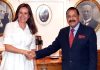 Union Minister Dr Jitendra Singh and Marianne Sivertsen Ness, Norway's Minister of Fisheries and Ocean Policy exchange formal greetings before holding "bilateral" at the 'United Nations Ocean Conference' (UNOC3) at Nice, France.