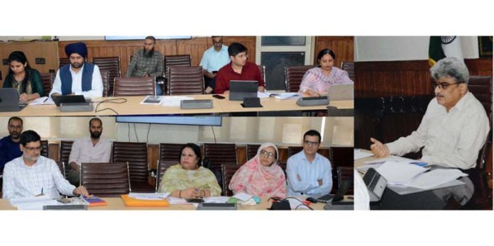 CS Atal Dulloo chairing a meeting at Srinagar on Monday. CS Atal Dulloo chairing a meeting at Srinagar on Monday.