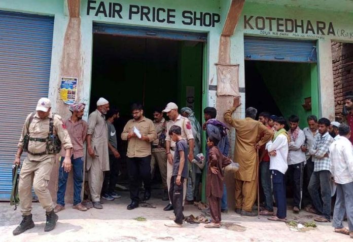 DC Rajouri Abhishek Sharma during inspection of a Fair Price Shop on Saturday.