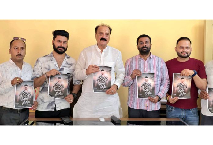 MLA Surjit Singh Slathia along with others releasing song ‘Gurha Slathia’ in Samba on Monday.