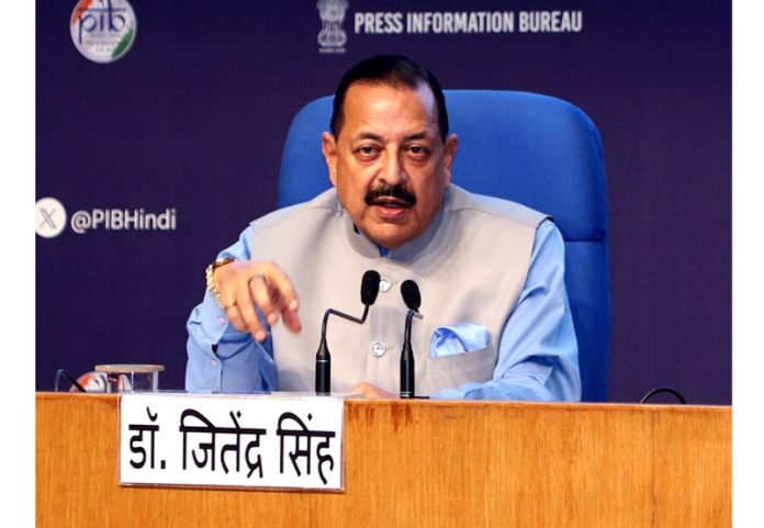 Union Minister Dr Jitendra Singh briefing the media about the Space mission to the International Space Station at New Delhi on Tuesday. Union Minister Dr Jitendra Singh briefing the media about the Space mission to the International Space Station at New Delhi on Tuesday.