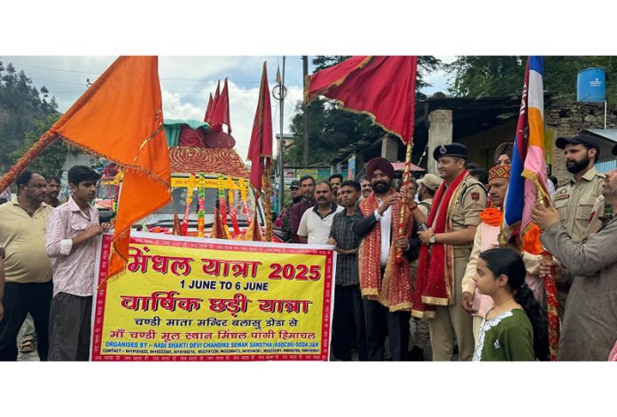 DC Doda Harvinder Singh flagging off Mindhal Chandi Mata Yatra on Monday.