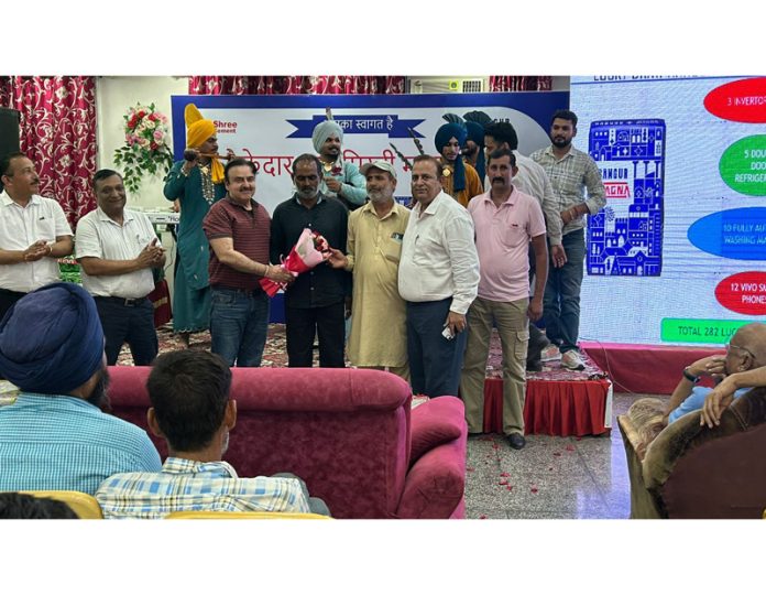 Dignitaries during contractor–mason meet organised by Bangur Cement in Jammu. Dignitaries during contractor–mason meet organised by Bangur Cement in Jammu.