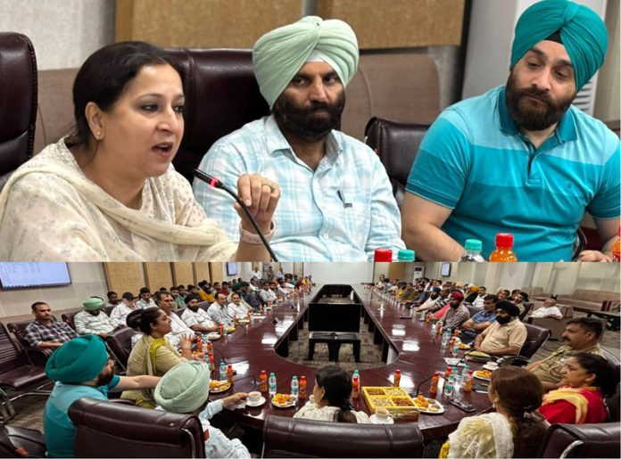 ADC Ansuya Jamwal speaking during a meeting at Jammu.