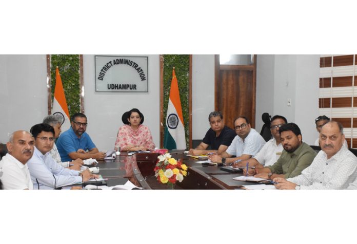 DDC Udhampur Saloni Rai chairing a meeting on Friday.