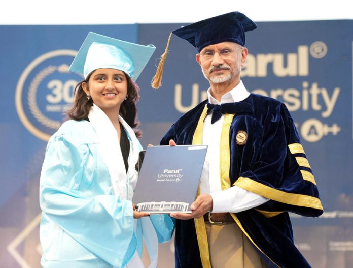 Dr S Jaishankar presenting degree to a student during the convocation ceremony at Parul University in Vadodara. Dr S Jaishankar presenting degree to a student during the convocation ceremony at Parul University in Vadodara.