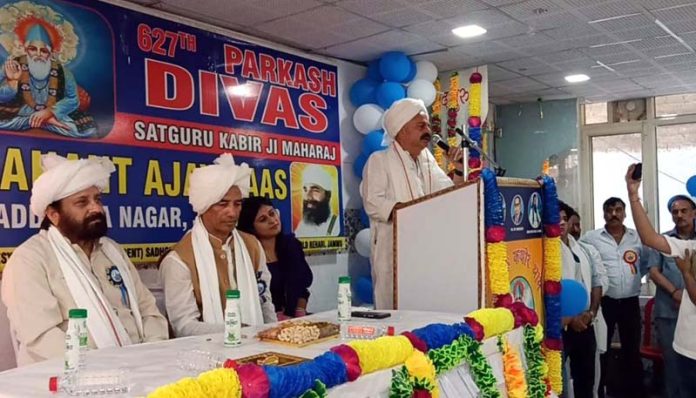 MLA Yudhvir Sethi speaking during a function in Jammu.
