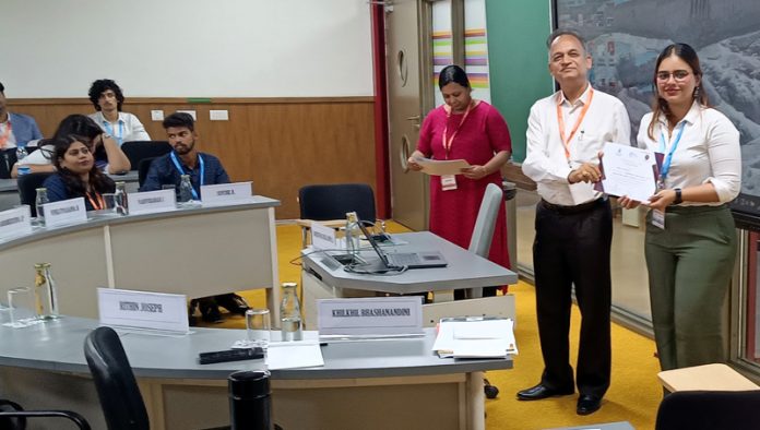 Rameshwar Singh Jamwal attending a conference on Sunday.