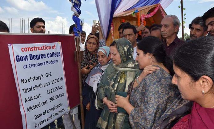 Minister H&ME Sakeena Itoo during visit to GDC Chadoora at Budgam on Friday.