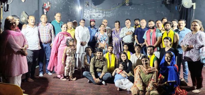Artists of Samooh Theatre group during a function in Jammu on Friday.