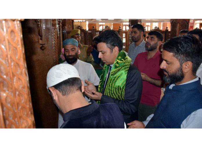 DC Budgam reviews ongoing upgradation work at Charar-i-Sharief Shrine.