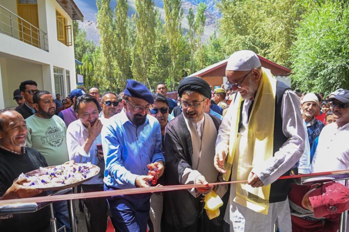 CEC Dr Mohammad Jaffer Akhoon, inaugurating developmental projects in Kargil.