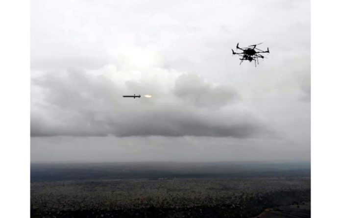 DRDO conducts successful flight-trials of Advanced Unmanned Aerial Vehicle Launched Precision Guided Missile-V3 (ULPGM)-V3 at the National Open Area Range (NOAR) test range in Kurnool, Andhra Pradesh on Friday. (UNI)