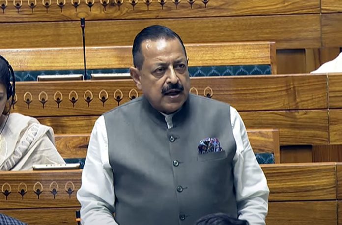 Union Minister Dr Jitendra Singh speaking in the Lok Sabha on Wednesday.