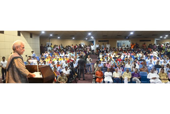 LG addressing inaugural session of Shri Budha Amarnath Ji Yatra on Sunday. LG addressing inaugural session of Shri Budha Amarnath Ji Yatra on Sunday.