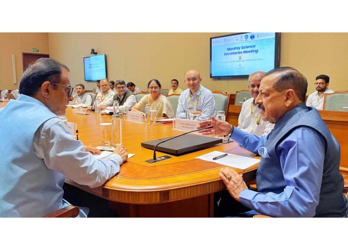 Union Minister Dr. Jitendra Singh holding a joint meeting of Union Secretaries at Parliament House, New Delhi on Monday.