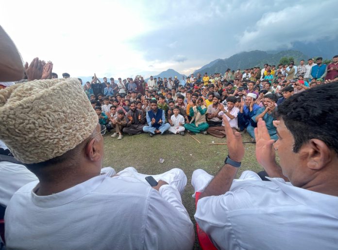 MP Ghulam Ali Khatana addressing a public rally in Uri.