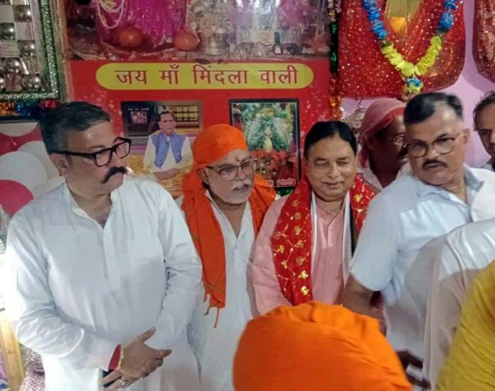 BJP president Sat Sharma and Team Jammu, Chairman Zorawar Singh Jamwal during a religious function at Chandi Mata temple at Rajpura on Monday. BJP president Sat Sharma and Team Jammu, Chairman Zorawar Singh Jamwal during a religious function at Chandi Mata temple at Rajpura on Monday.