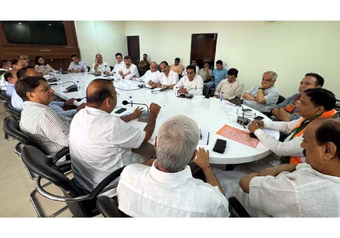 BJP senior leaders and MLAs at a meeting in Jammu on Wednesday.