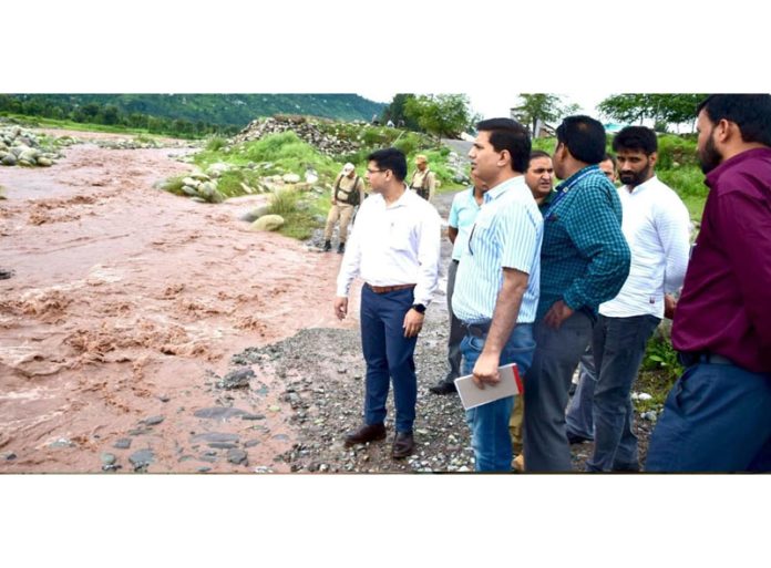 DC Poonch during visit to flood-prone area on Wednesday.