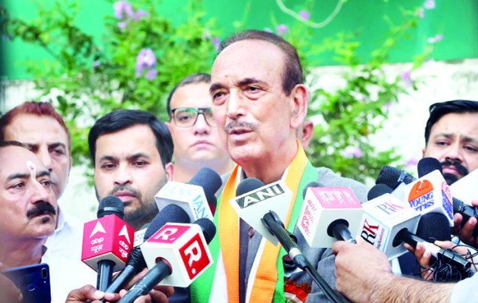 J&K former Chief Minister Ghulam Nabi Azad speaking to media in Jammu on Friday. J&K former Chief Minister Ghulam Nabi Azad speaking to media in Jammu on Friday.