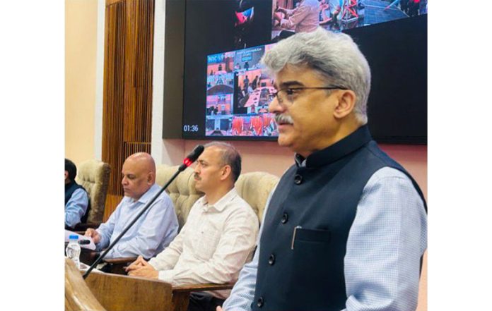 Chief Secretary delivering address at a conference at Srinagar on Thursday.