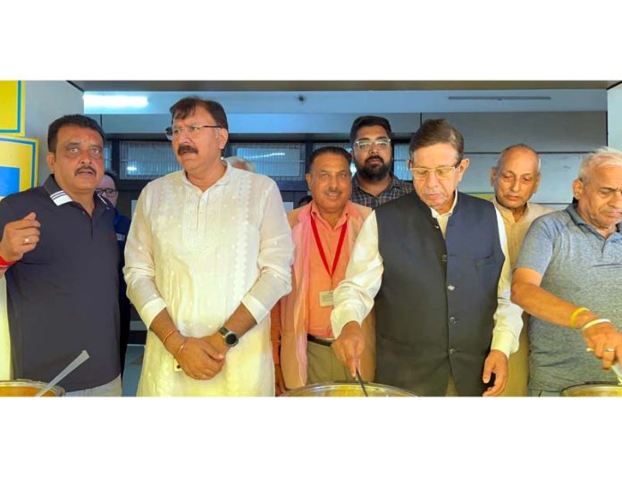 MLA Arvind Gupta along with other dignitaries at Jammu Central Mahajan Sabha on Wednesday.